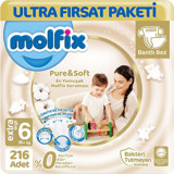 Molfix Pure & Soft 6 Numara Cırtlı Bebek Bezi 4x54 Adet