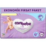 Canbebe Maxi Plus Ekonomik Fırsat 4 + Numara Bantlı Bebek Bezi 100 Adet