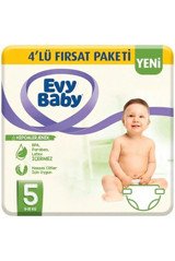 Evy Baby Hipoalerjenik 4'lü Fırsat Paketi 5 Numara Cırtlı Bebek Bezi 22 Adet