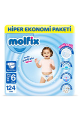 Molfix Anne Kucağı Gibi 6 Numara Cırtlı Bebek Bezi 124 Adet