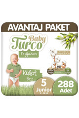 Baby Turco Doğadan 5 Numara Külot Bebek Bezi 4x72 Adet