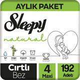 Sleepy Natural 4 Numara Organik Cırtlı Bebek Bezi 2x96 Adet