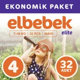Elbebek Elite Ekonomik Paket Maxi 4 Numara Cırtlı Bebek Bezi 32 Adet