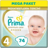 Prima Premium Care 4 Numara Cırtlı Bebek Bezi 74 Adet