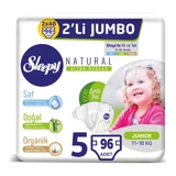 Sleepy Natural Ultra Hassas Junior 5 Numara Organik Cırtlı Bebek Bezi 2x48 Adet