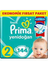 Prima Ekonomik Fırsat Paket 2 Numara Cırtlı Bebek Bezi 144 Adet