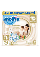 Molfix Pure & Soft 6 Numara Cırtlı Bebek Bezi 74 Adet