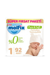 Molfix Pure & Soft Yenidoğan 1 Numara Göbek Oyuntulu Cırtlı Bebek Bezi 92 Adet