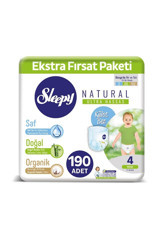 Sleepy Natural Maxi Extra Fırsat Paketi 4 Numara Organik Külot Bebek Bezi 190 Adet