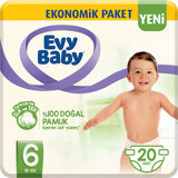 Evy Baby Ekonomik Paket 6 Numara Cırtlı Bebek Bezi 20 Adet