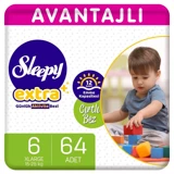 Sleepy Ekstra 6 Numara Organik Cırtlı Bebek Bezi 64 Adet