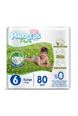 Paddlers Pure 6 Numara Organik Cırtlı Bebek Bezi 80 Adet