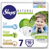 Sleepy Natural Ultra Hassas 7 Numara Organik Cırtlı Bebek Bezi 16 Adet