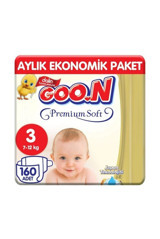 Goon Premium Soft 3 Numara Bantlı Bebek Bezi 160 Adet