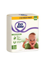 Evy Baby Hipoalerjenik 3'lü Fırsat Paketi 3 Numara Cırtlı Bebek Bezi 180 Adet