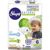 Sleepy Natural Ultra Hassas 6 Numara Organik Cırtlı Bebek Bezi 20 Adet