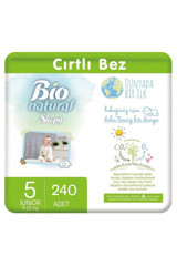 Sleepy Bio Natural 5 Numara Organik Cırtlı Bebek Bezi 240 Adet