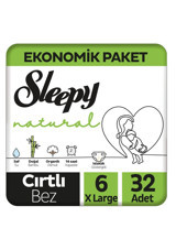 Sleepy Xlarge Ekonomik Paket 6 Numara Organik Cırtlı Bebek Bezi 32 Adet