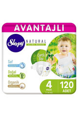 Sleepy Natural Ultra Hassas Maxi 4 Numara Organik Cırtlı Bebek Bezi 120 Adet