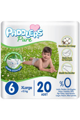 Paddlers Pure 6 Numara Organik Cırtlı Bebek Bezi 20 Adet