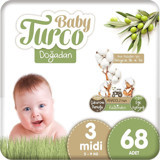 Baby Turco Doğadan 3 Numara Bantlı Bebek Bezi 68 Adet