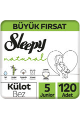 Sleepy Natural 5 Numara Organik Külot Bebek Bezi 120 Adet