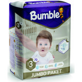 Bumble Jumbo Paket Midi 3 Numara Cırtlı Bebek Bezi 70 Adet