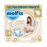 Molfix Pure & Soft 4 Numara Cırtlı Bebek Bezi 4x86 Adet