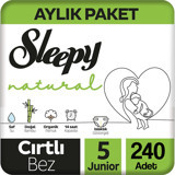 Sleepy Natural 5 Numara Organik Cırtlı Bebek Bezi 240 Adet