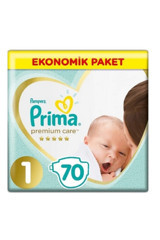 Prima Premium Care Yenidoğan 1 Numara Göbek Oyuntulu Cırtlı Bebek Bezi 70 Adet