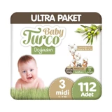 Baby Turco Doğadan 3 Numara Bantlı Bebek Bezi 112 Adet