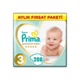 Prima 3 Numara Cırtlı Bebek Bezi 208 Adet