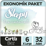 Sleepy Xlarge Ekonomik Paket 6 Numara Organik Cırtlı Bebek Bezi
