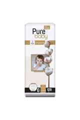 Pure Baby Organik 6 Numara Organik Cırtlı Bebek Bezi 128 Adet