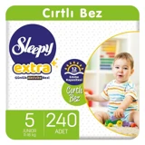 Sleepy Extra 5 Numara Organik Cırtlı Bebek Bezi 240 Adet