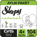 Sleepy Maxi Plus Aylık Paket 4 + Numara Organik Cırtlı Bebek Bezi
