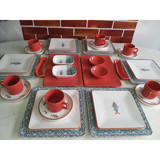 Keramika Koi Af Kare Desenli 32 Parça 6 Kişilik Seramik Kahvaltı Takımı Çok Renkli