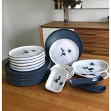 Keramika Blue Magic Yuvarlak Desenli 20 Parça 6 Kişilik Seramik Kahvaltı Takımı Beyaz-Mavi
