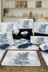 Keramika Blue Magic Siera Yuvarlak Desenli 17 Parça 6 Kişilik Seramik Kahvaltı Takımı Beyaz-Mavi