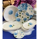 Md Mimoza Dekor Ortanca Desenli 31 Parça 6 Kişilik Porselen Kahvaltı Takımı Mavi