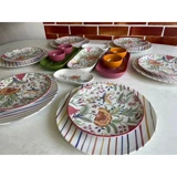 Keramika Pateh Desenli 21 Parça 6 Kişilik Seramik Kahvaltı Takımı Çok Renkli