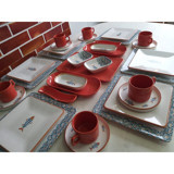 Keramika Koi Ae Kare Desenli 33 Parça Seramik Kahvaltı Takımı Çok Renkli