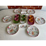 Keramika Pateh Desenli 17 Parça 6 Kişilik Seramik Kahvaltı Takımı Çok Renkli