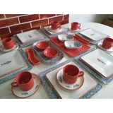 Keramika Koi Kare Desenli 32 Parça Seramik Kahvaltı Takımı Çok Renkli
