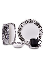 Korkmaz Collection A8749 Desenli 26 Parça 6 Kişilik Porselen Kahvaltı Takımı Beyaz-Siyah