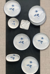 Keramika Blue Magic 19863 Yuvarlak Desenli 24 Parça 6 Kişilik Seramik Kahvaltı Takımı Beyaz