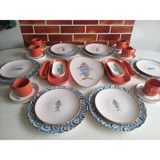 Keramika Koi Ah Yuvarlak Desenli 31 Parça 6 Kişilik Seramik Kahvaltı Takımı Çok Renkli