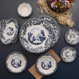 Karaca Blue İliad Yuvarlak Desenli 26 Parça 6 Kişilik Stoneware Kahvaltı Takımı Lacivert