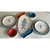 Keramika Koi Oval-Yuvarlak Desenli 11 Parça 2 Kişilik Seramik Kahvaltı Takımı Çok Renkli