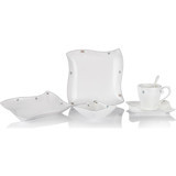 Schafer Manheim Desenli 30 Parça 6 Kişilik Porselen Kahvaltı Takımı Beyaz